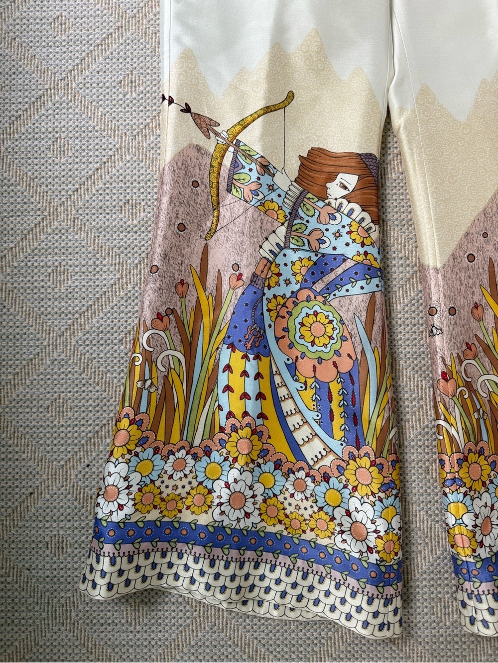 Zimmermann White Floral & Multicolor Printed Cropped Wide-Leg Pants - Picture 2 of 8